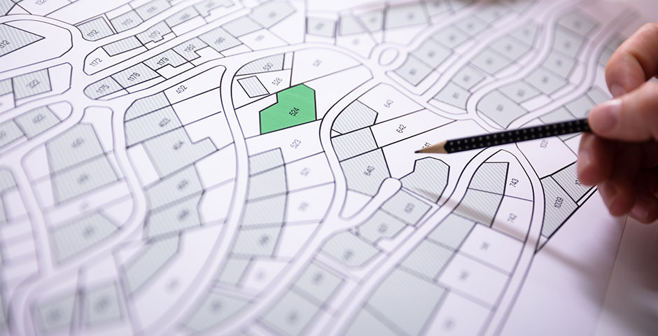 Plànol cadastral amb una parcel·la ressaltada, representant el valor cadastral d'un habitatge.