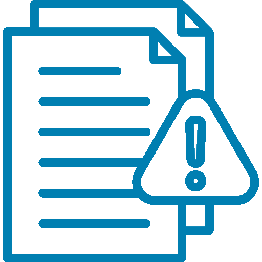 Icono documentos con señalización de alerta