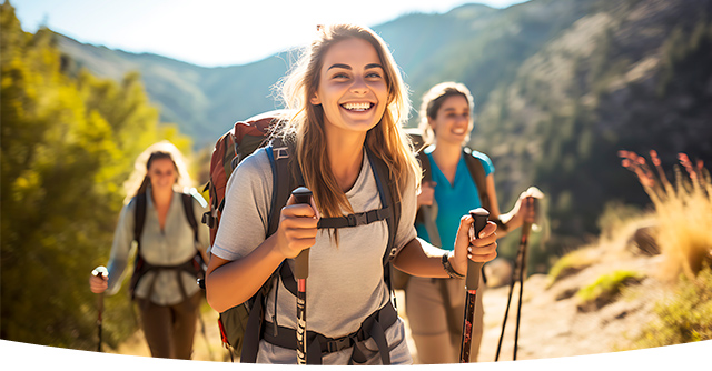 imagen grupo amigas caminando por la naturaleza